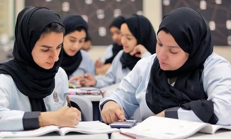 Students attend class at a UAE school following the national curriculum.