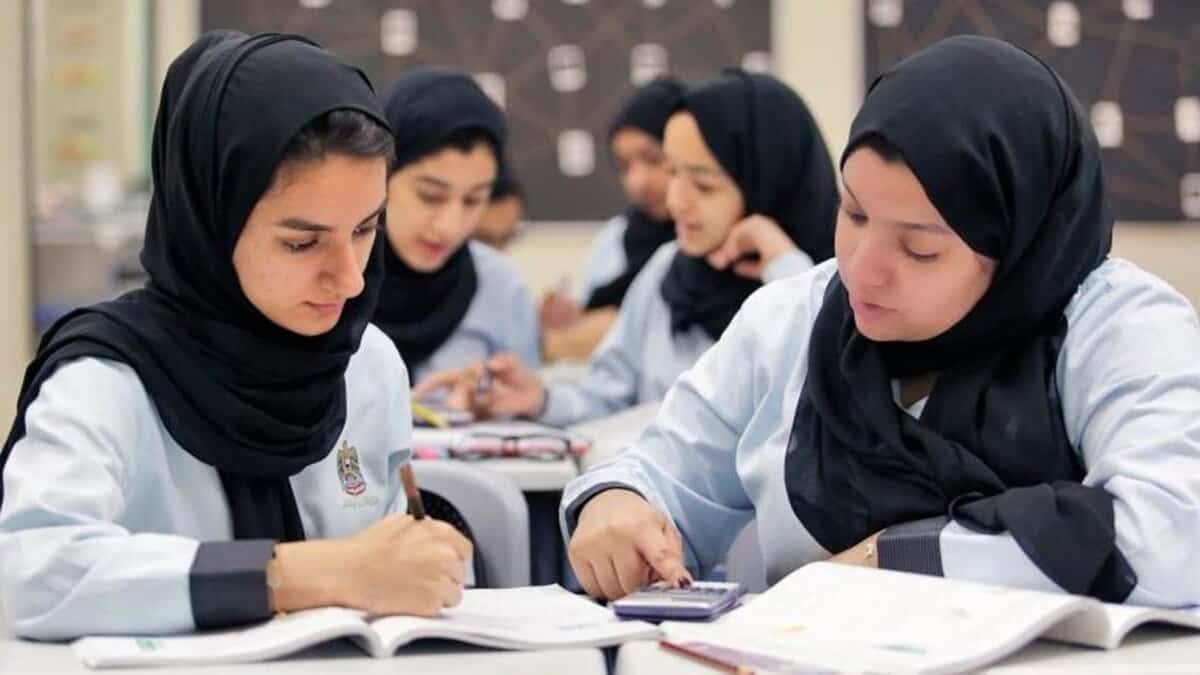 Students attend class at a UAE school following the national curriculum.
