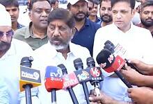 Telangana deputy CM Bhatti Vikramarka addresses the media