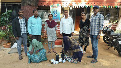 Telangana excise officials with the arrested women