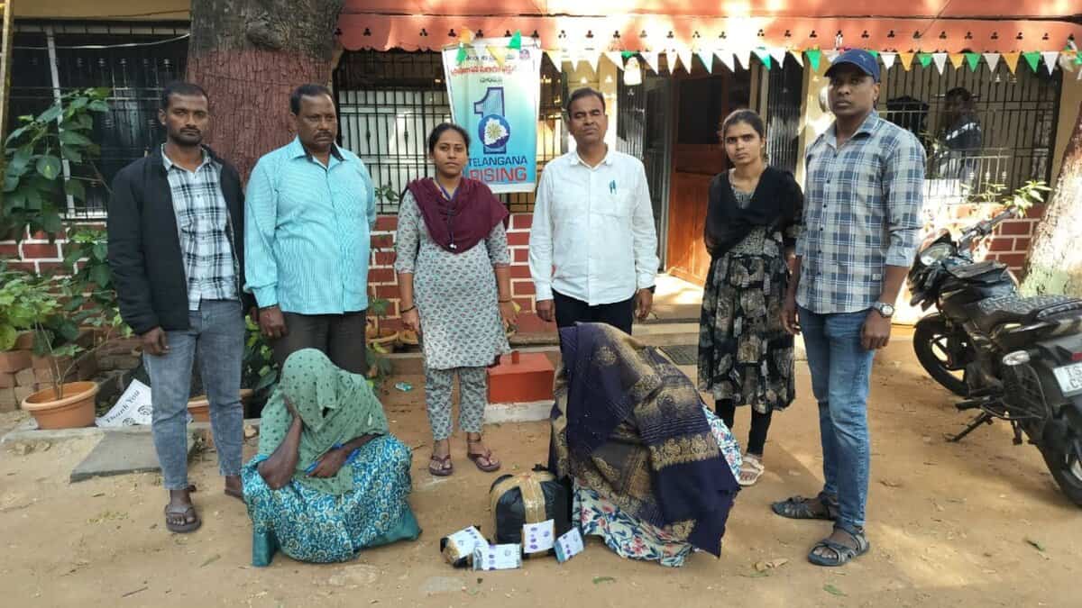 Telangana excise officials with the arrested women