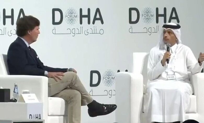 Qatar PM Al Thani in conversation with Tucker Calsen