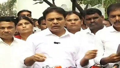 BRS working president KTR addresses the media in Hyderabad