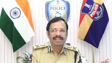 Hyderabad police commissioner VC Sajjanardelivers a video message