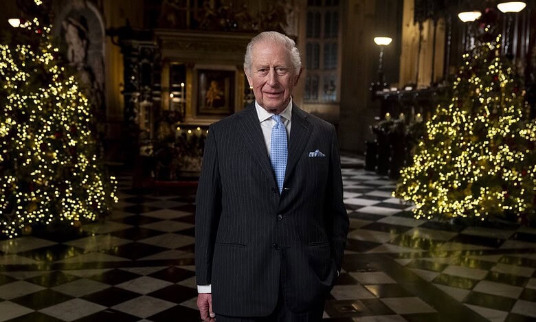 King Charles III during the recording of his Christmas message in the Lady Chapel of Westminster Abbey, central London.