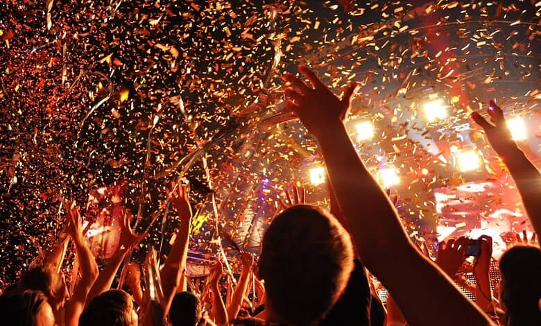 People celebrating at New Year's party.