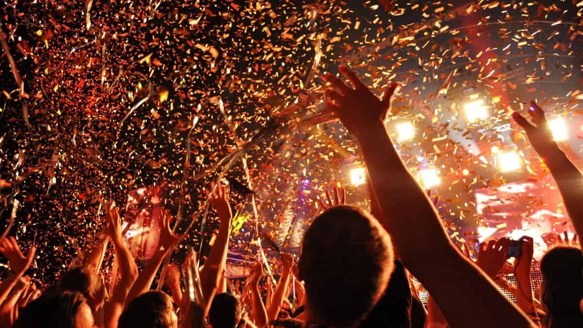 People celebrating at New Year's party.