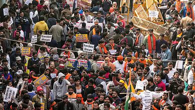 VHP and Bajrang Dal hold protest outside Bangladesh High Commission in Delhi over mob lynching