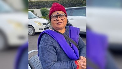 Veena Devi interacts with a social media influence