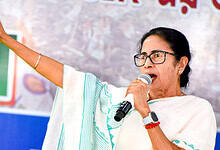 West Bengal Chief Minister Mamata Banerjee during a public rally at Berhampore, in Murshidabad district.