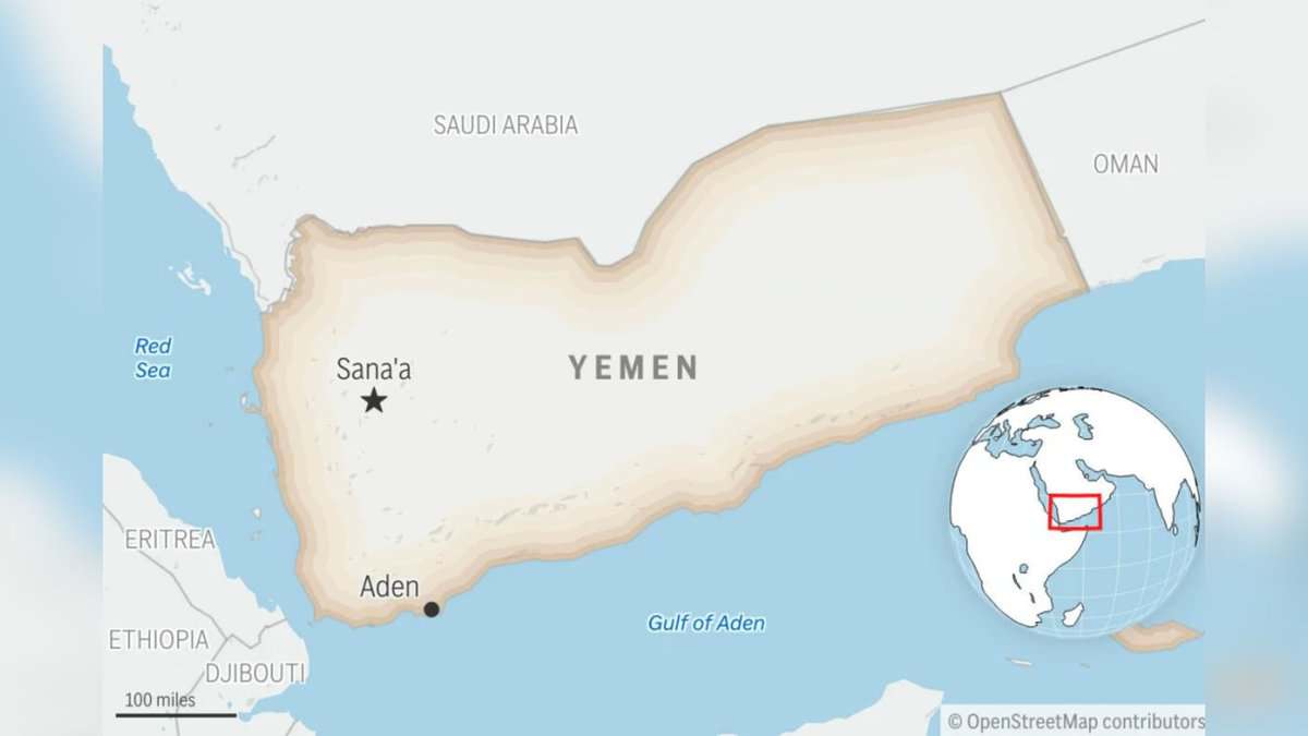 Locator map for Yemen with its capital, Sanaa (AP Photo)