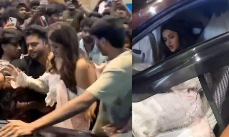 Actress Nidhhi Agerwal was mobbed in Hyderabad