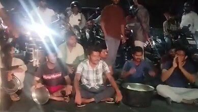 Students protested at Osmania University campus over stale food