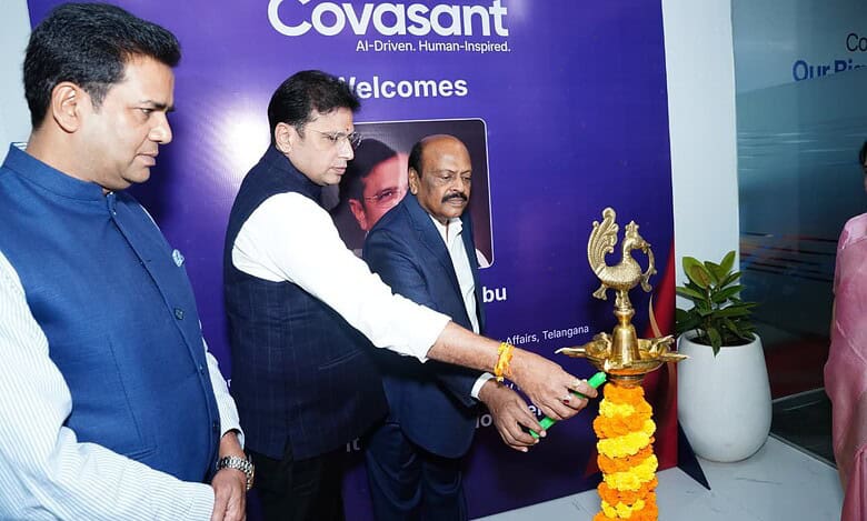 Image of Telangana IT minister D Sridhar Babu during the inauguration of Covasant.