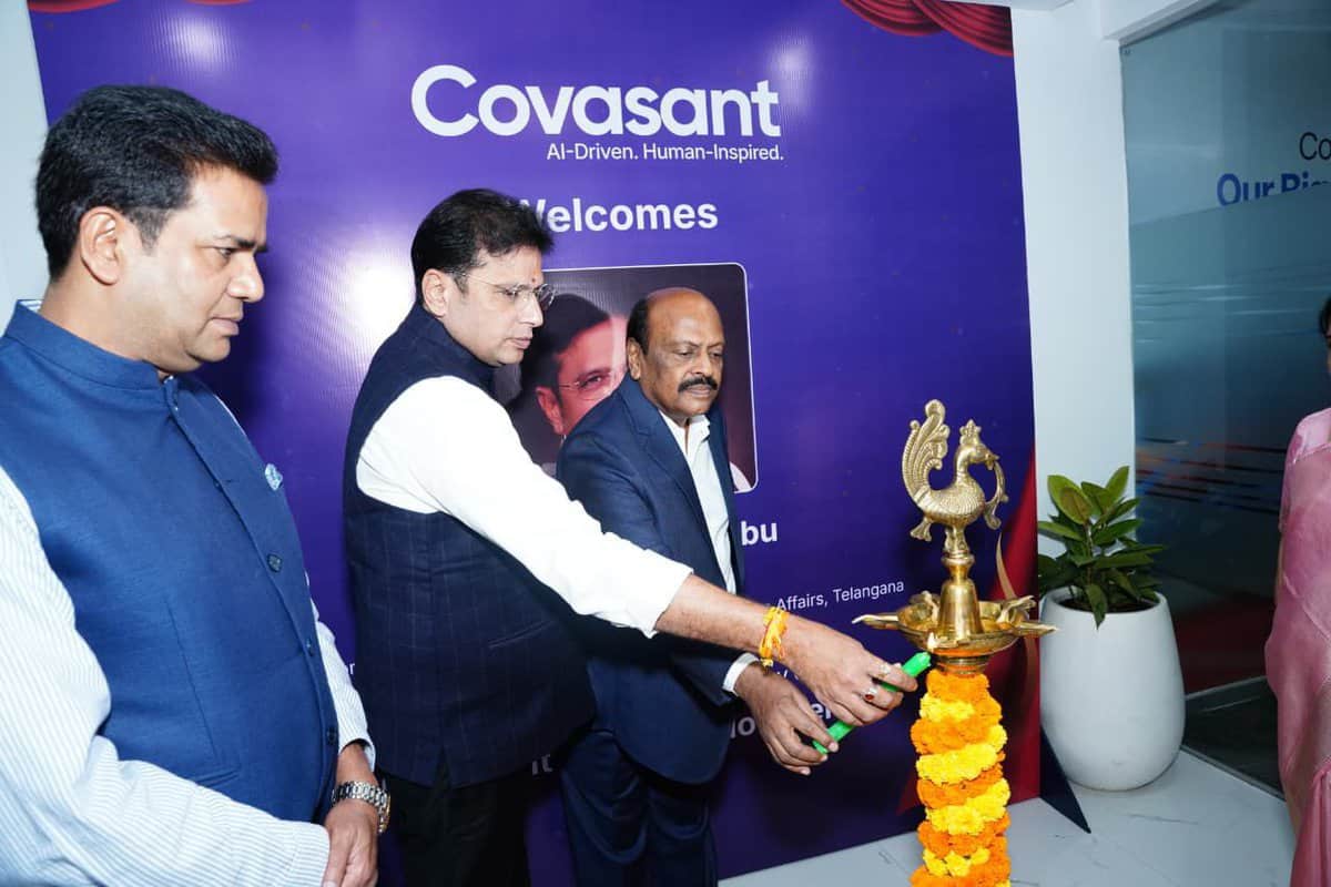 Image of Telangana IT minister D Sridhar Babu during the inauguration of Covasant.