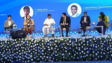 Image of Telangana deputy CM Bhatti Vikramarka at the Telangana Rising Summit in Hyderabad.