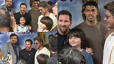 Messi with Shah Rukh Khan and AbRam