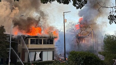 An apartment in the US catches fire