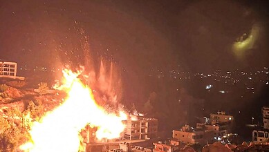 An Israeli air strike targets a Lebanese village