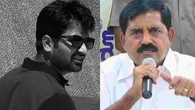 Andhra Pradesh's BJP MLA Adinarayana Reddy (right) and his son Sudheer (left)