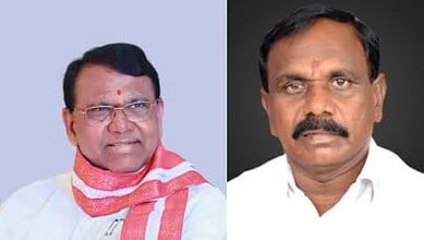 BRS MLA Pocharam Srinivas Reddy (left) and Kale Yadaiah (right)