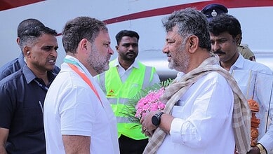 Karnataka Deputy Chief Minister DK Shivakumar witn senior Congress leader Rahul Gandhi