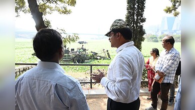 HYDRAA Commissioner inspects Durgam Cheruvu on Tuesday, January 21.