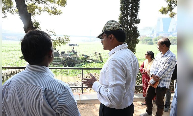 HYDRAA Commissioner inspects Durgam Cheruvu on Tuesday, January 21.