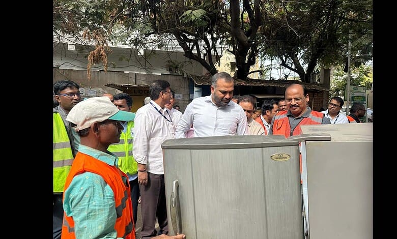 GHMC Commissioner RV Karnan inspects the E- waste Collection drive in Hyderabad