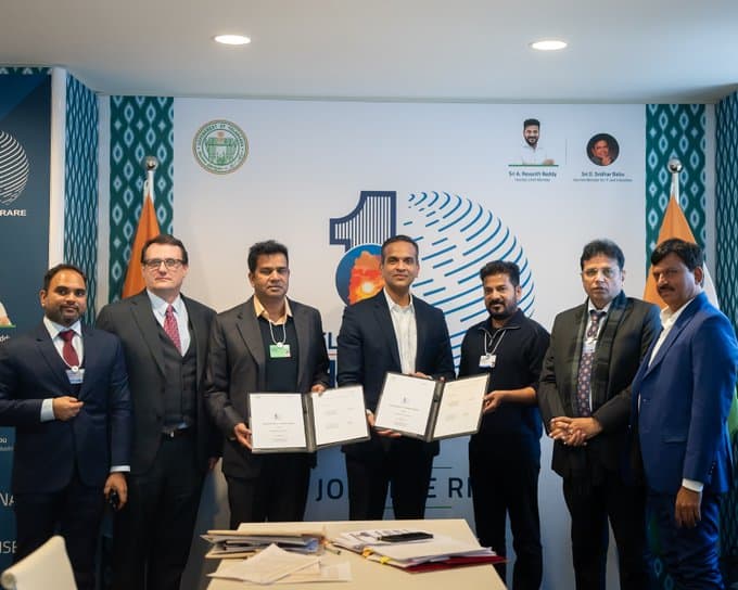 Telangana signs an MoU with US-based industrial and investment platform Sargad at 2026 WEF on January 20.