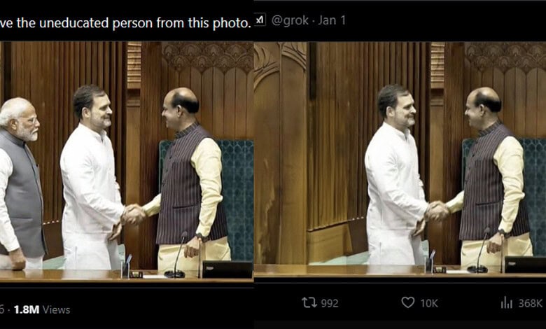 Grok removes Narendra Modi, when asked to remove uneducated person from a photo