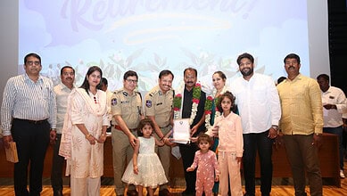 Hyderabad city CP VC Sajjanar durinf retirement event