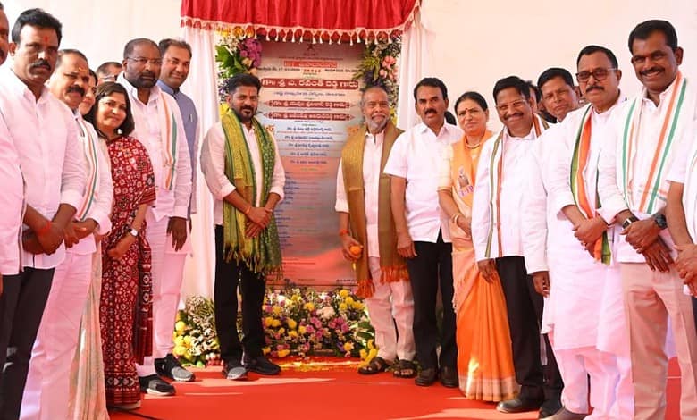 Telangana Chief Minister A Revanth Reddy lays foundation stone for IIIT Mahabubnagar at Chittaboyinapalli on Saturday, January 17.