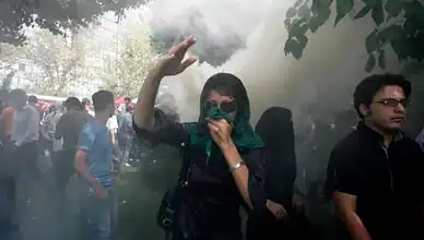 A woman protests in Iran