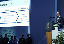 Jared Kushner speaks after the signing of a Board of Peace charter during the Annual Meeting of the world Economic Forum in Davos, Switzerland, Thursday, January 22. (Source AP)