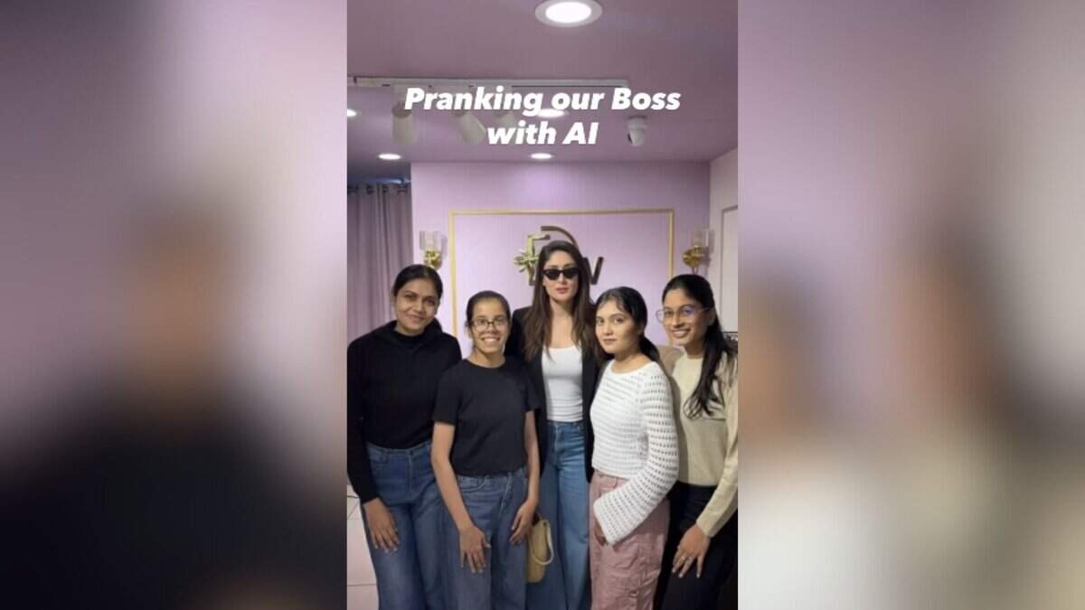 AI generated image of Kareena Kapoor in a boutique with employees