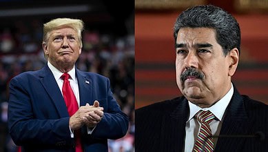 US President Donald Trump (left) and Venezuela President Nicolás Maduro (right)