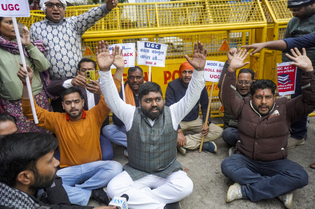 Protest outside UGC office in Delhi