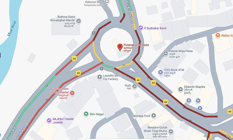 Google map screenshot of Puranapul Darwaza