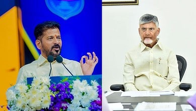 Telangana Chief Minister Revanth Reddy (left) and Andhra Pradesh Chief Minister Chandrababu Naidu (right)