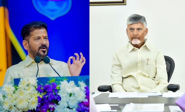Telangana Chief Minister Revanth Reddy (left) and Andhra Pradesh Chief Minister Chandrababu Naidu (right)
