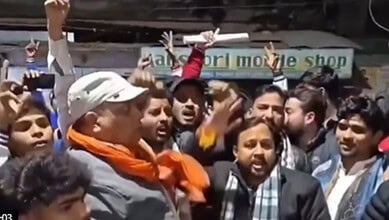 Right-wing outfit protest against the wedding reception of a Hindu girl and Muslim man in Uttar Pradesh's Shahjahanpur, family cancels the event