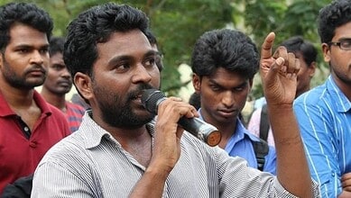 Rohith Vemula with mic (File photo)