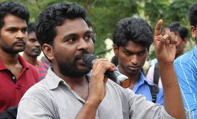 Rohith Vemula with mic (File photo)