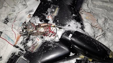 Russia-Ukraine war: A downed drone at an undisclosed location