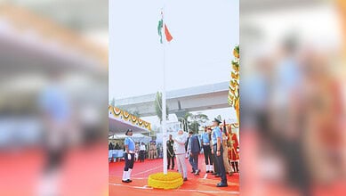 Telangana Governor unfurls flag at Republic Day celebrations held at Parade Grounds in Secunderabad