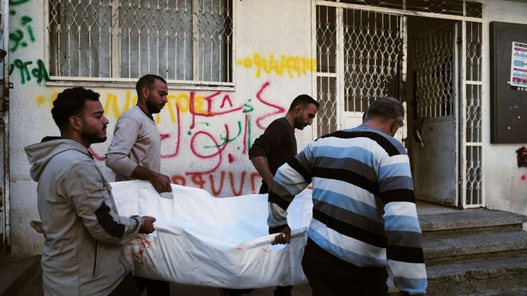 The body of 11 year old Palestinian girl Hamsa Hosou killed by Israeli fire in Jabalia is brought to Shifa Hospital In Gaza City, Thursday, January 8.