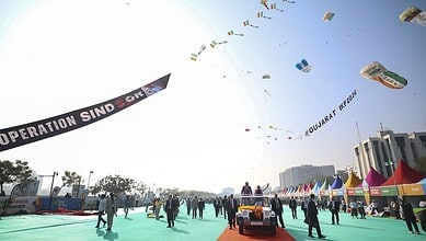 Tricolour kites dazzle Ahmedabad skies