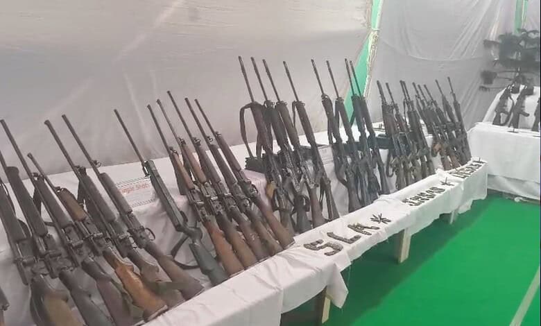 Weapons surrendered by the cadre of CPI (Maoist).
