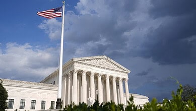 US flag outside the Supreme Court.